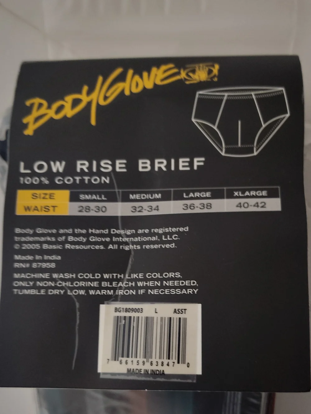 Vintage 2005 Body Glove Men's Low Rise Briefs Assorted Colors - 6Pk - Sz L 36-38